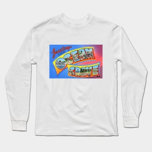 Greetings from Ocean Grove New Jersey - Vintage Large Letter Postcard Long Sleeve T-Shirt